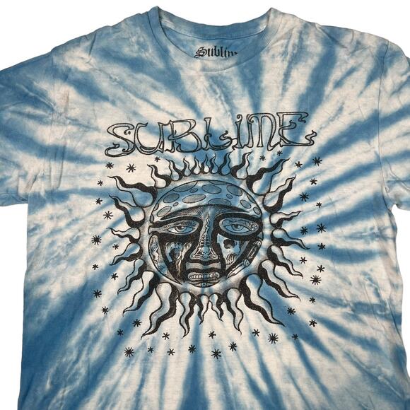 Sublime Retro Tie Dyed Sun Logo Tee T-Shirt Blue Adult Medium - Picture 3 of 4